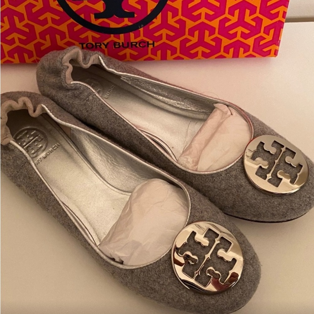 Tory Burch Grey Flannel Reva Flat